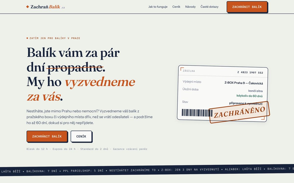 Web zachranbalik.cz